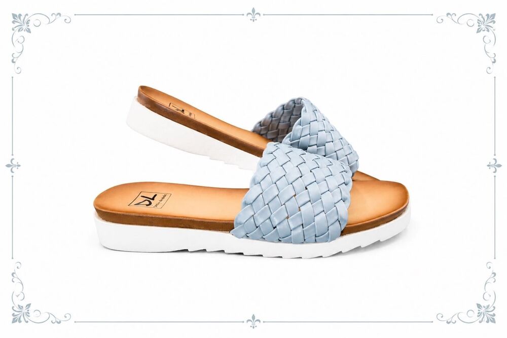 New Dirty Laundry Enjoy It Woven Slide Sandal Baby Blue Womens US Size 9
